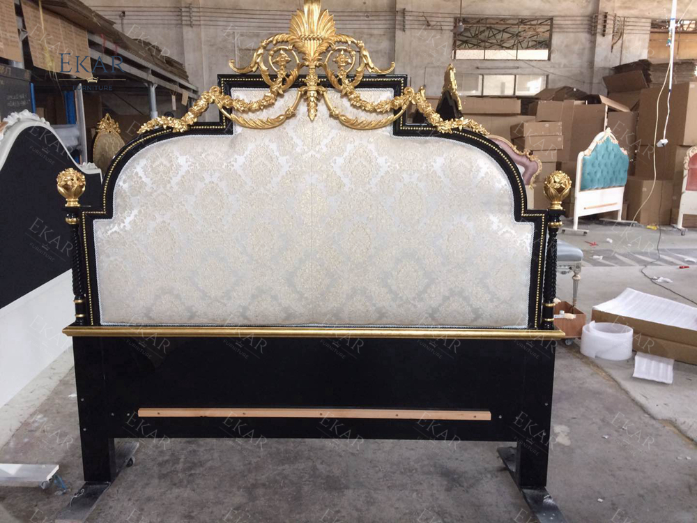 French Luxury Style Off-white and Golden Queen Bed FB-129 supplier