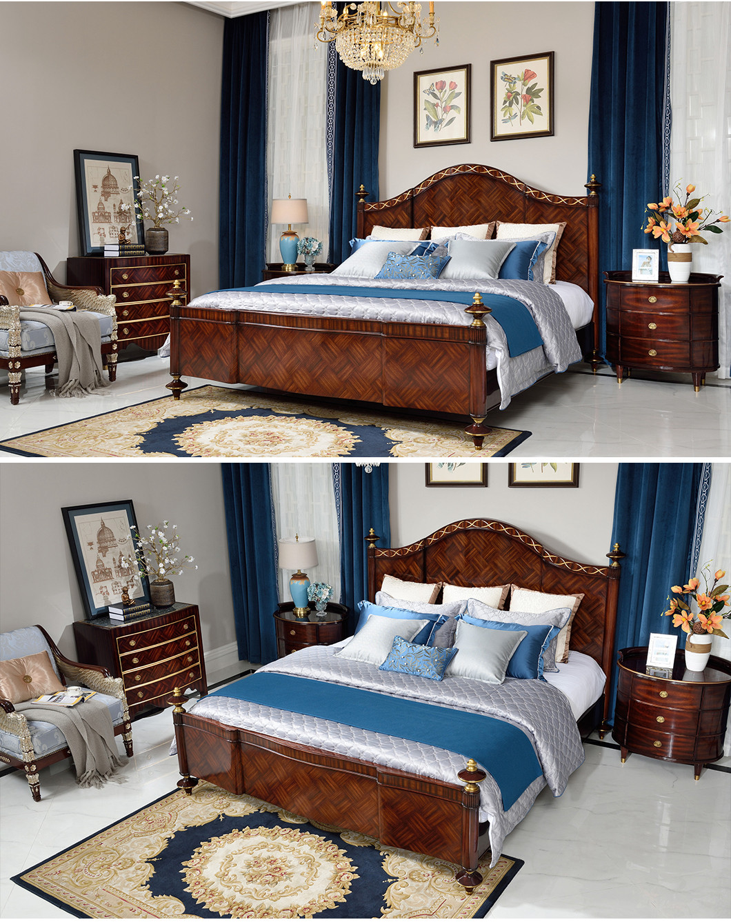 Luxury European Style Villa Bedroom Furniture Set Bed