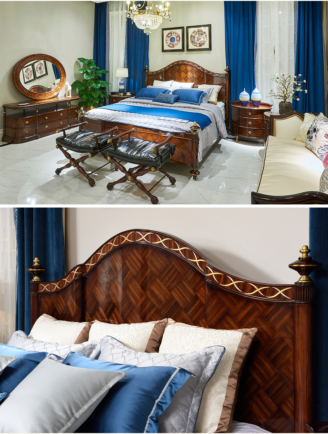 Luxury European Style Villa Bedroom Furniture Set Bed