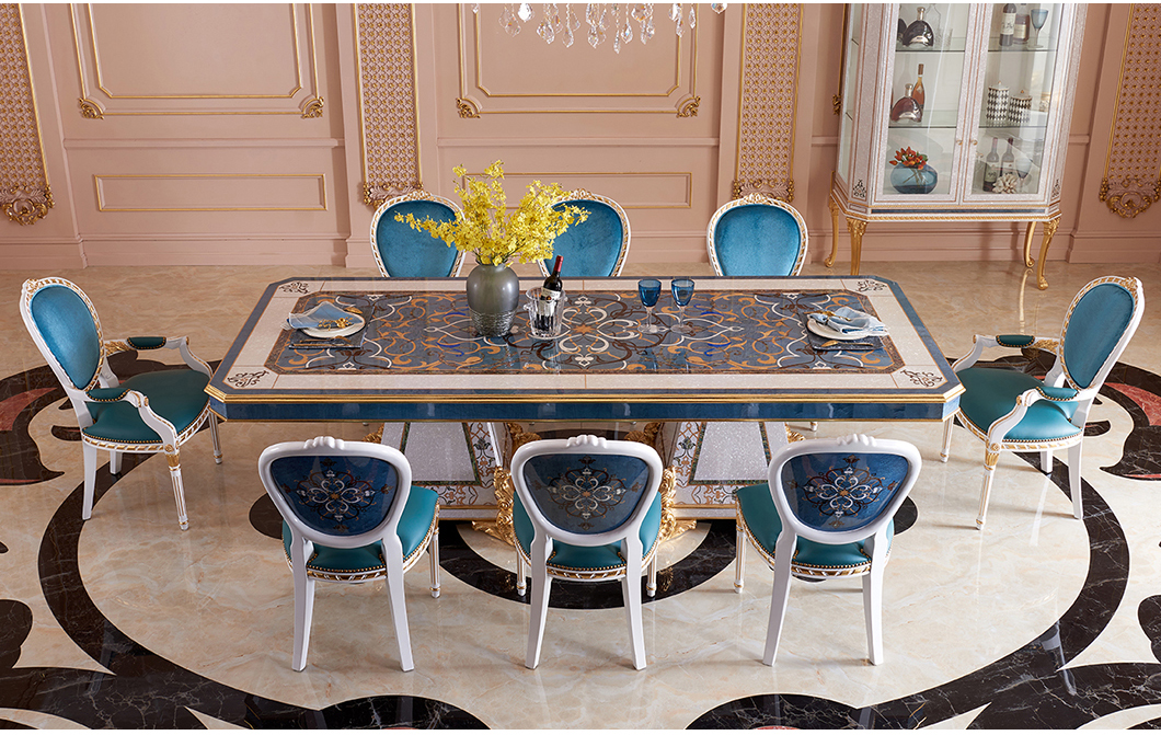 Luxury Dining Table Set 10 / 12 / 14 / 16 / 18 Seater Chairs Classic Carved Gold High Gloss Veneer