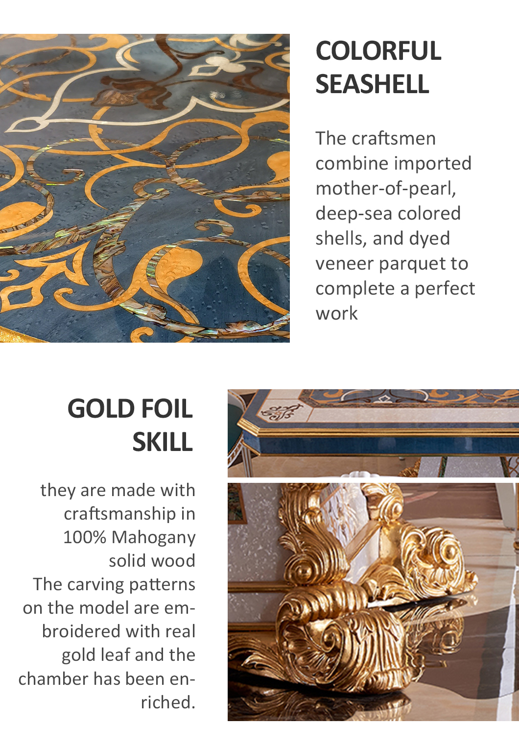 Luxury Dining Table Set 10 / 12 / 14 / 16 / 18 Seater Chairs Classic Carved Gold High Gloss Veneer