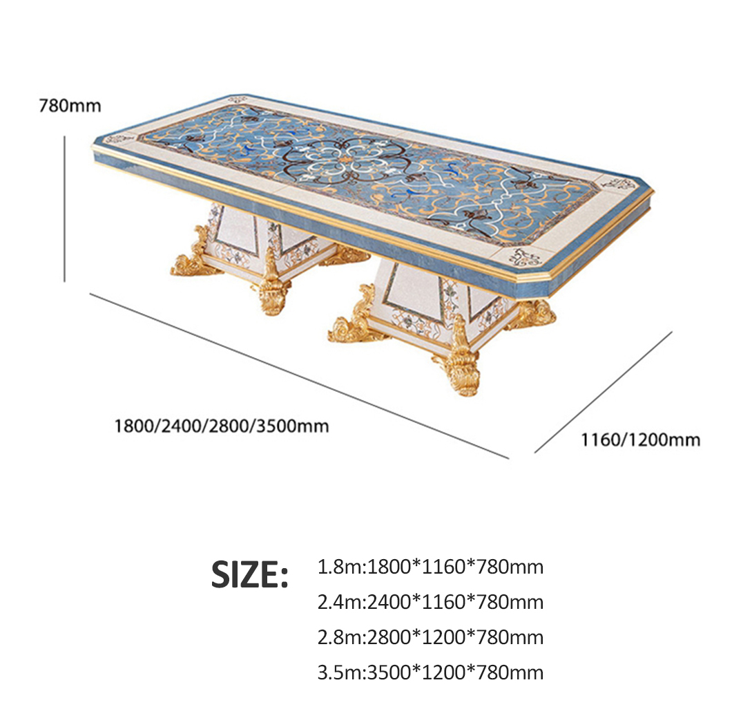 Luxury Dining Table Set 10 / 12 / 14 / 16 / 18 Seater Chairs Classic Carved Gold High Gloss Veneer