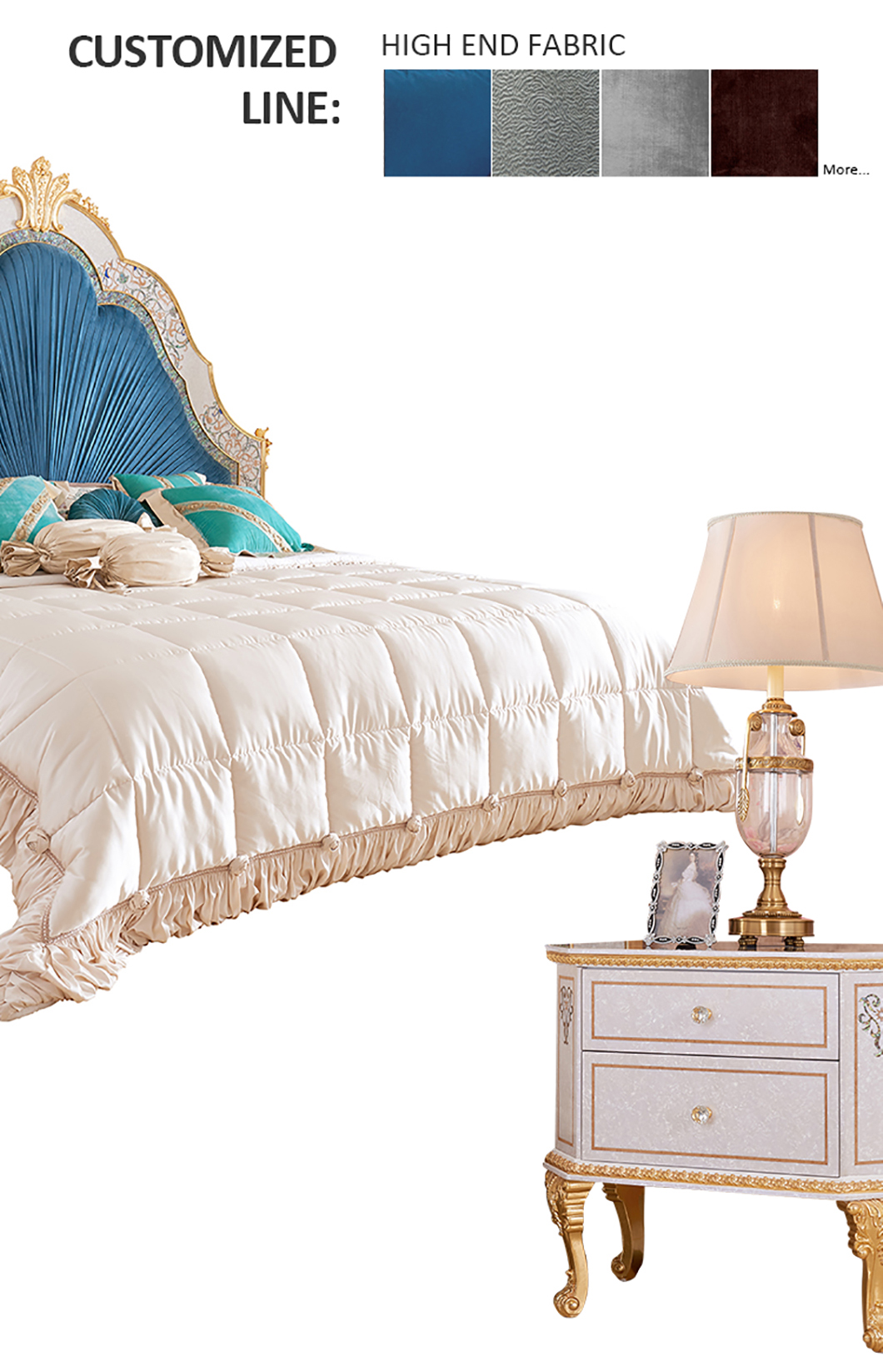 King size classic furniture bedroom set luxury solid wooden bed antique wood beds