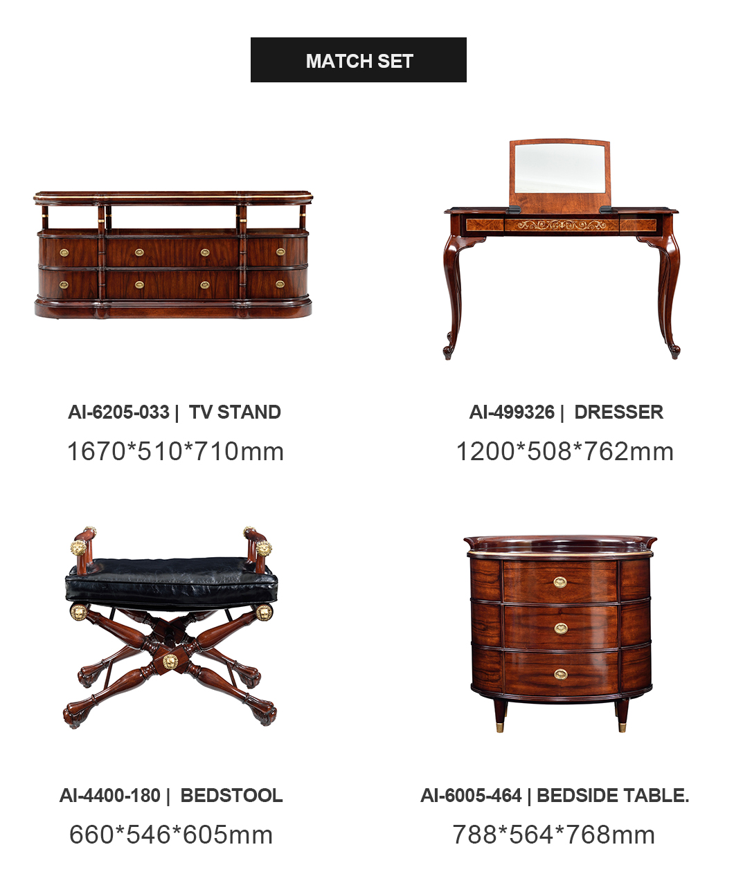 Luxury European Style Villa Bedroom Furniture Set Bed
