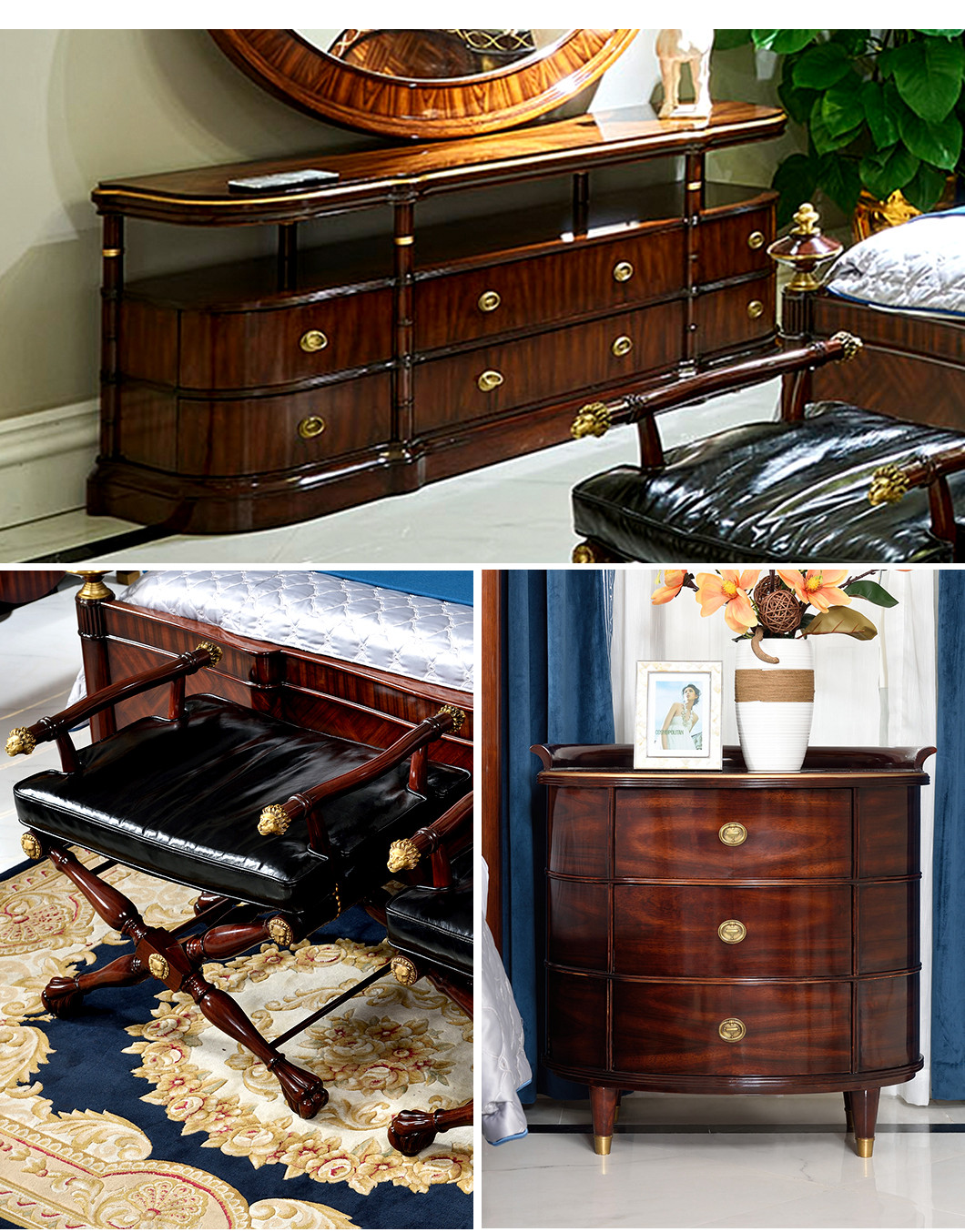 Luxury European Style Villa Bedroom Furniture Set Bed