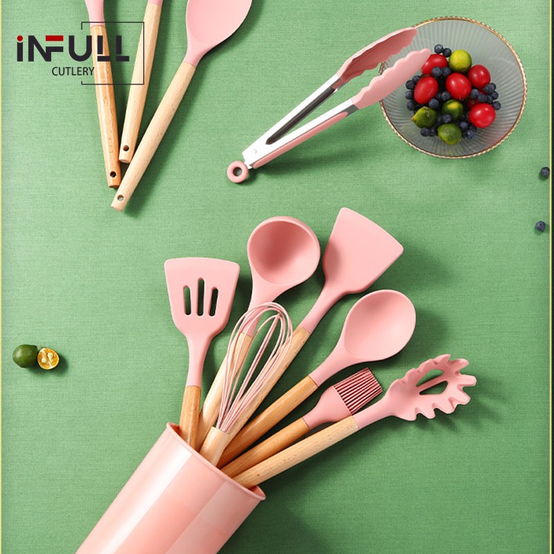 12Pcs Cooking Utensils Set Kitchen Tools With Wodden Handle
