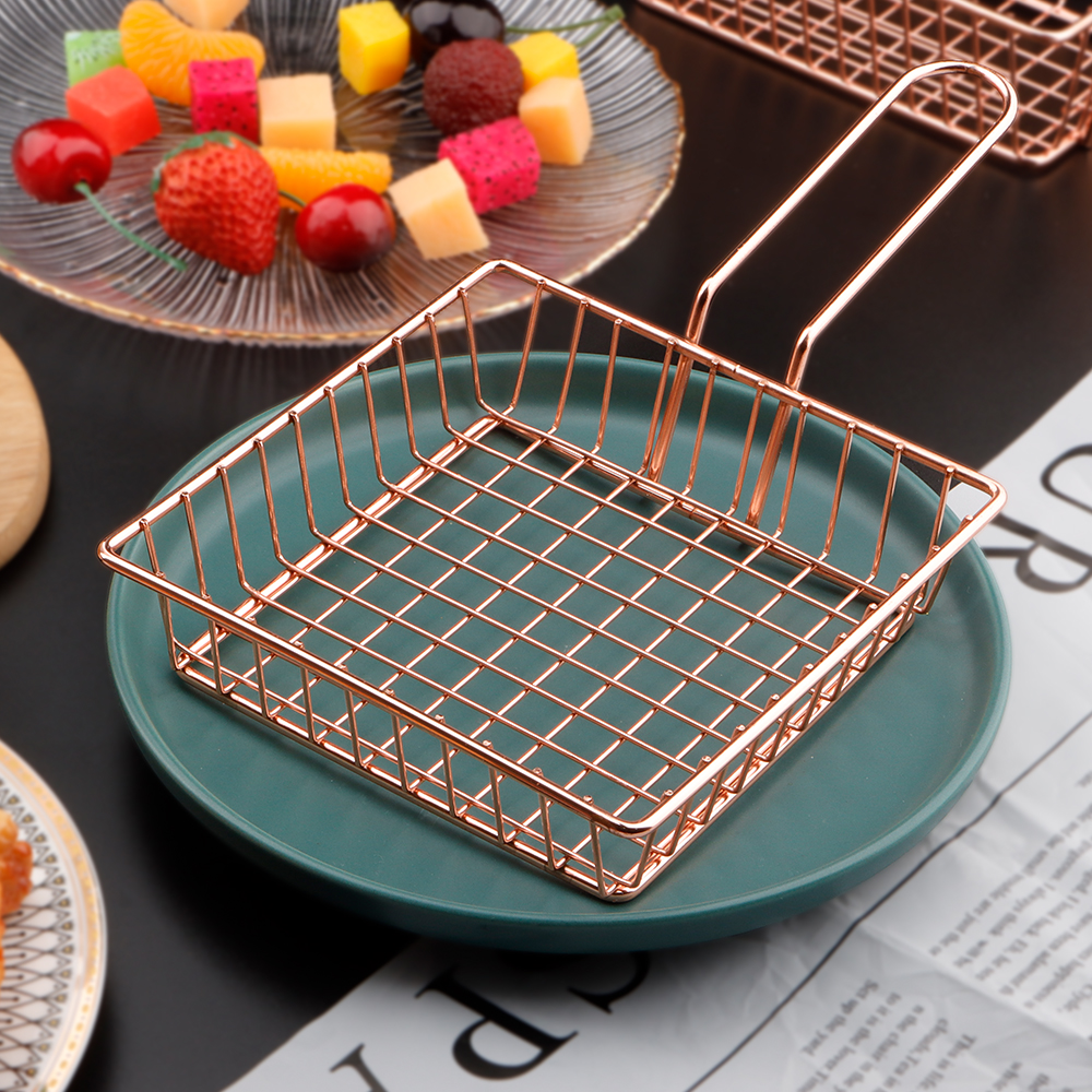 Wire Tableware Stainless Steel Deep Fry Basket Round Wire Mesh French Chip Frying ...
