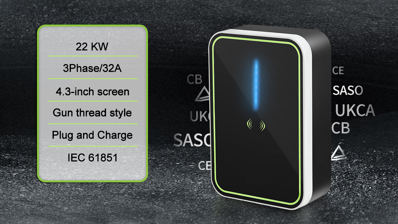 EV Charger Type 2 32A 22kw 3 Phase EVSE Wallbox Electric Car Charging Station With 5M Cable IEC