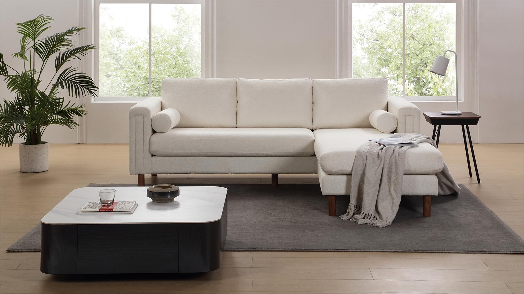 Sofá secional boucle creme bege em forma de L | KAKARIC, image size:1787x1005