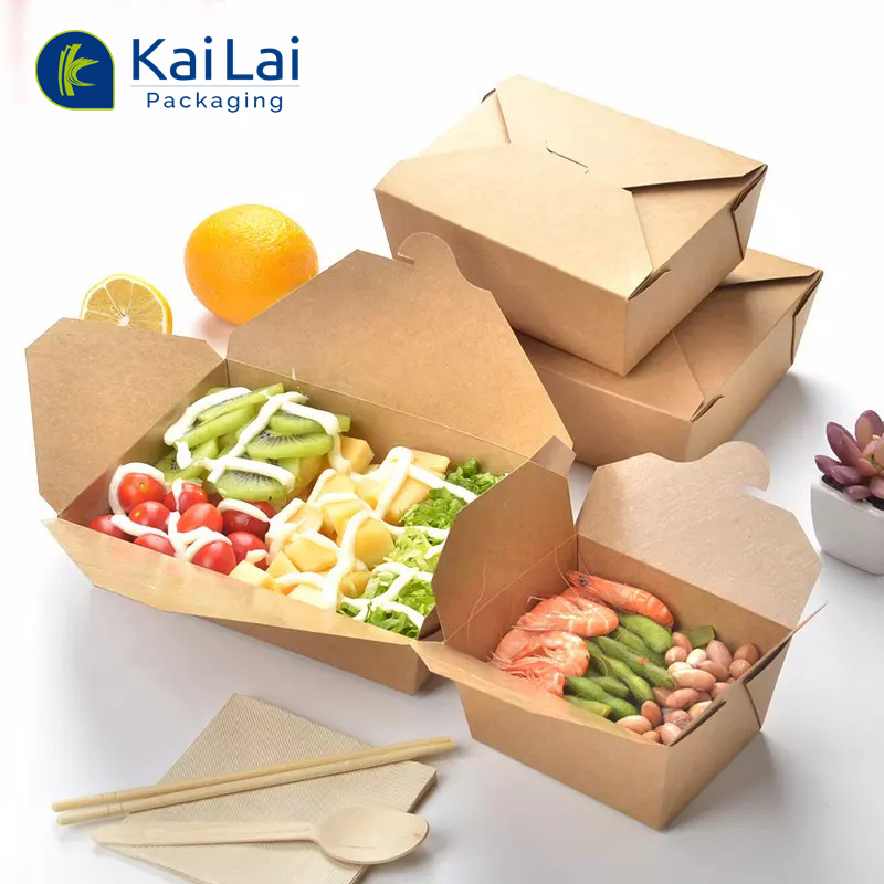 Recyclable Customized Disposable Kraft Food Packaging Take Away Paper