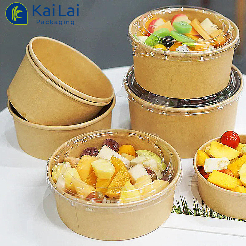 Customized biodegradable disposable takeaway round salad container ...