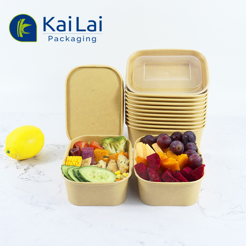 Takeaway Biodegradable Rectangular Paper Salad Bowl Recyclable ...