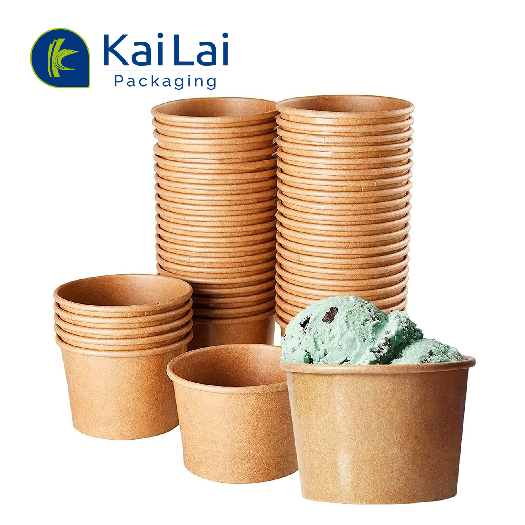 Custom food packaging paper ice cream bowls and spoons from china