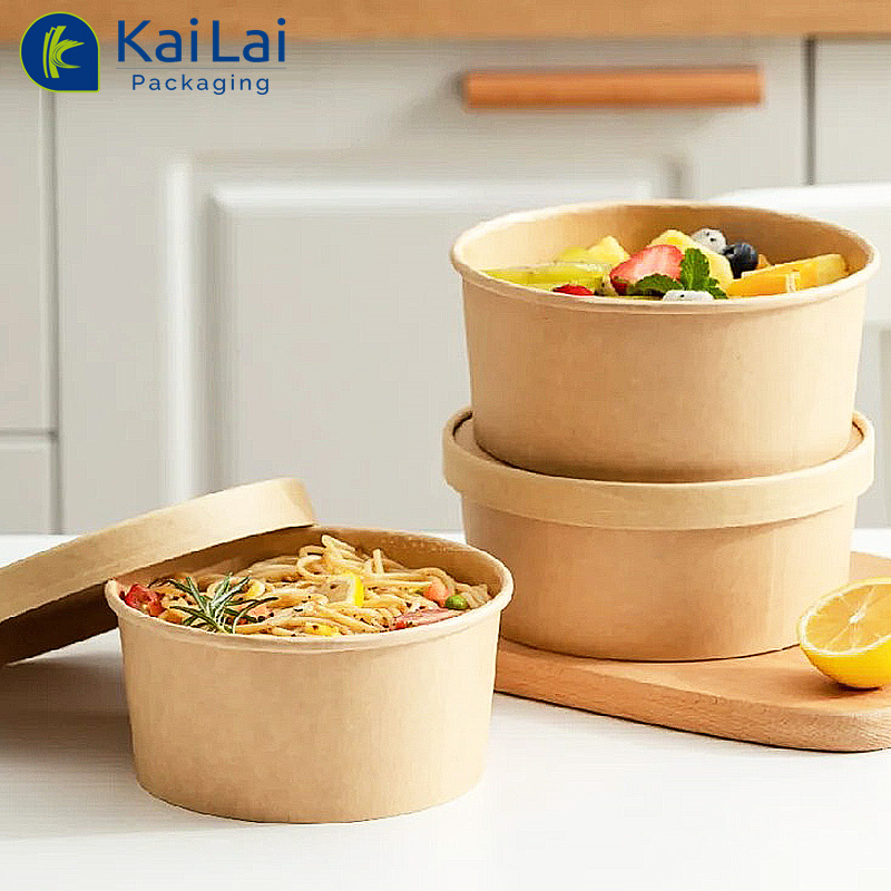 Customized biodegradable disposable takeaway round salad container ...