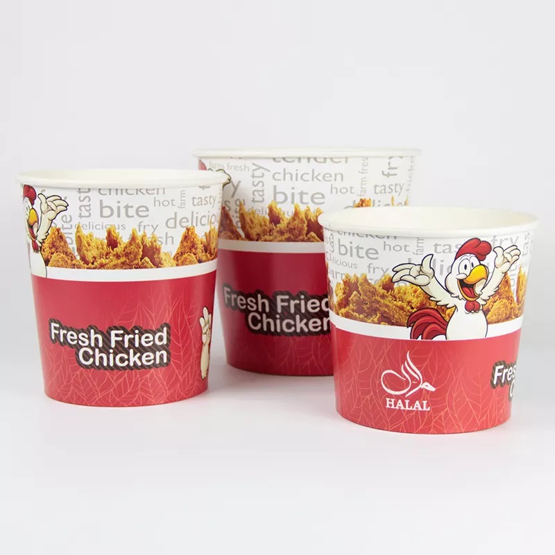 Custom Logo Large Capacity 170oz Fried Chicken Paper Bucket With Flat