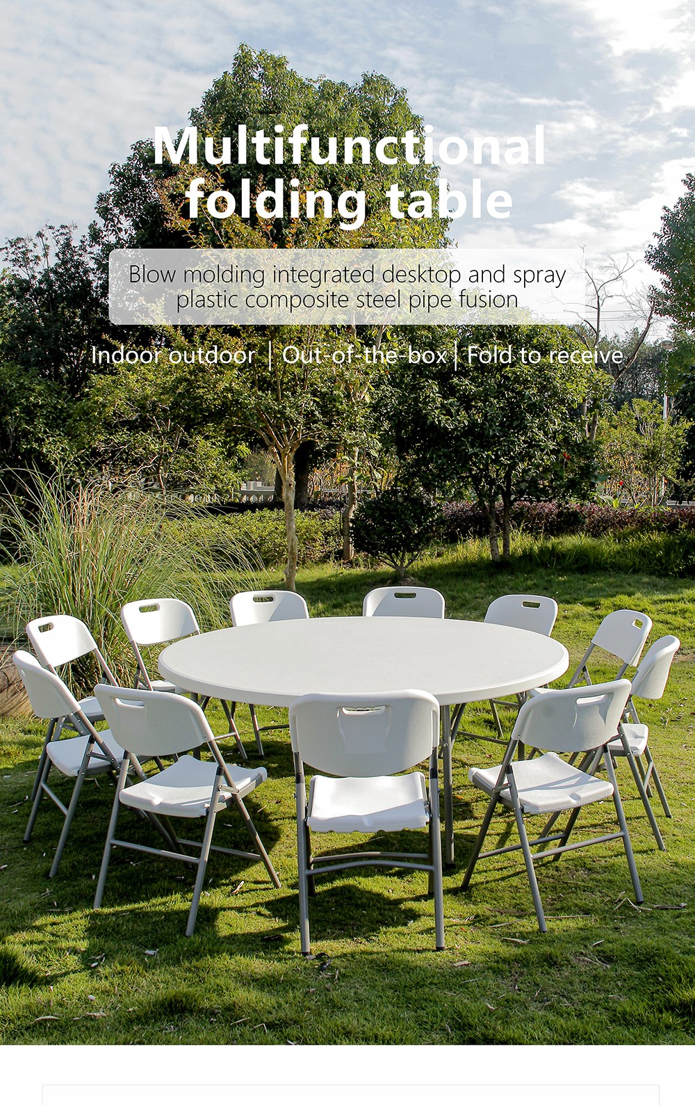 UV resistant outdoor Restaurant Dining Tables garden furniture set plastic folding table