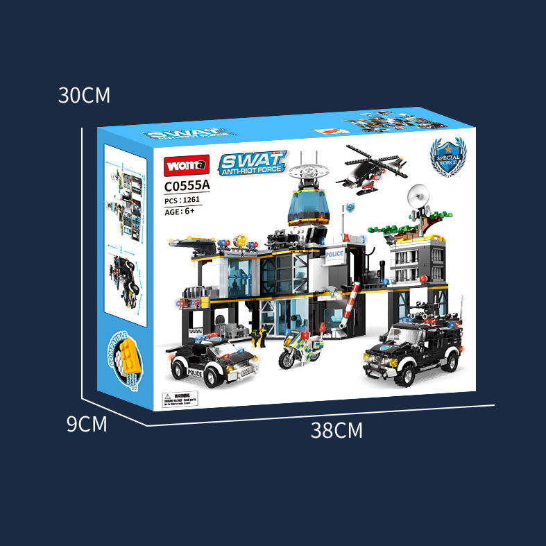 S.W.A.T Police Building Set with Police Station, Cars, Helicopter
