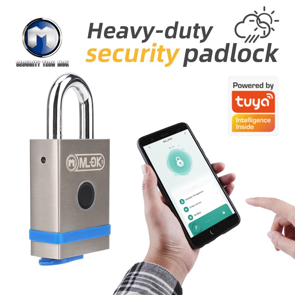 Waterproof moklock fingerprint padlock with Tuya APP Heavy duty rust resistant padlock smart padlock