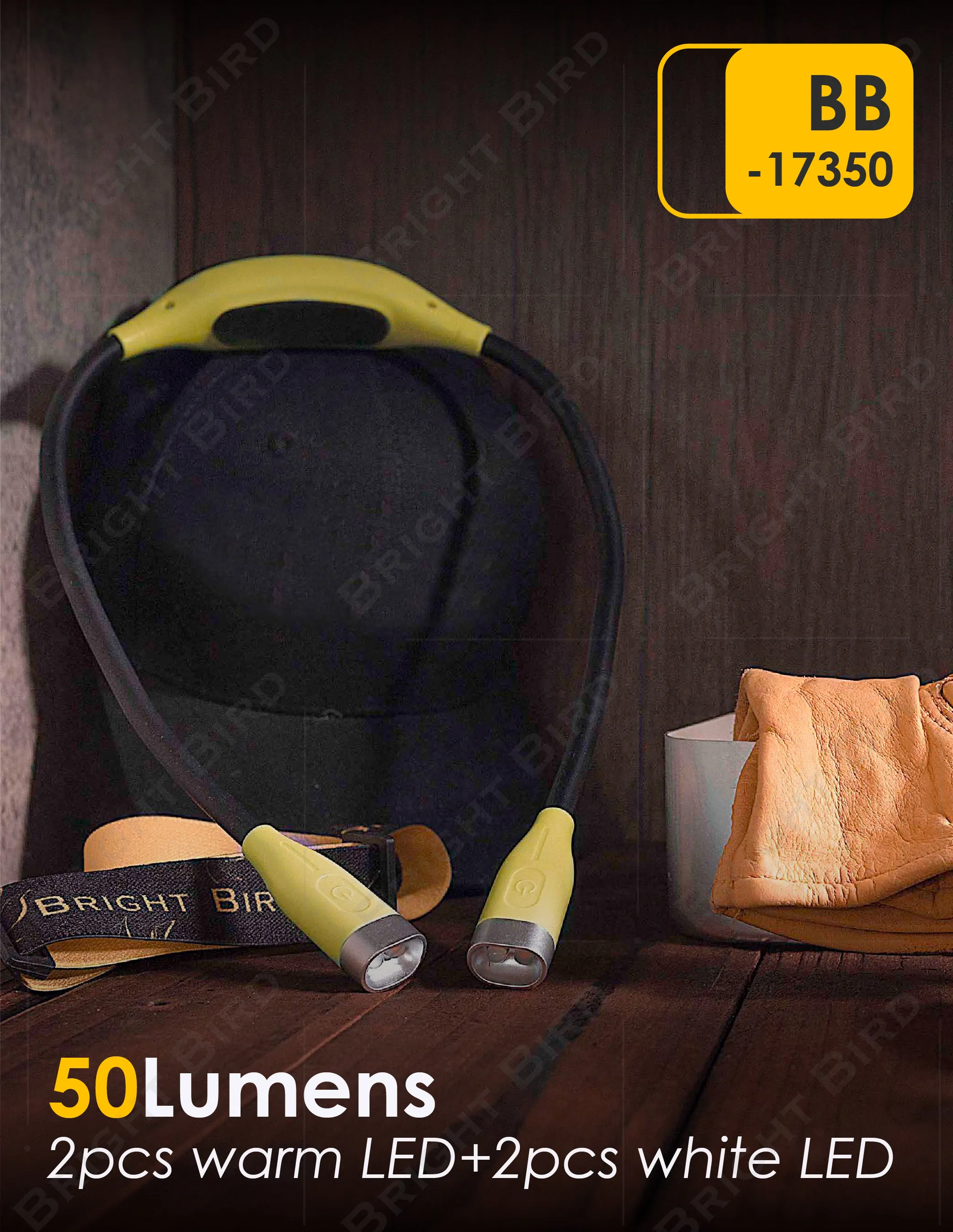 LED NECK READING LIGHT, Bendable Rechargeable Book Light for Reading in Bed, 3 colors of light BB-17350