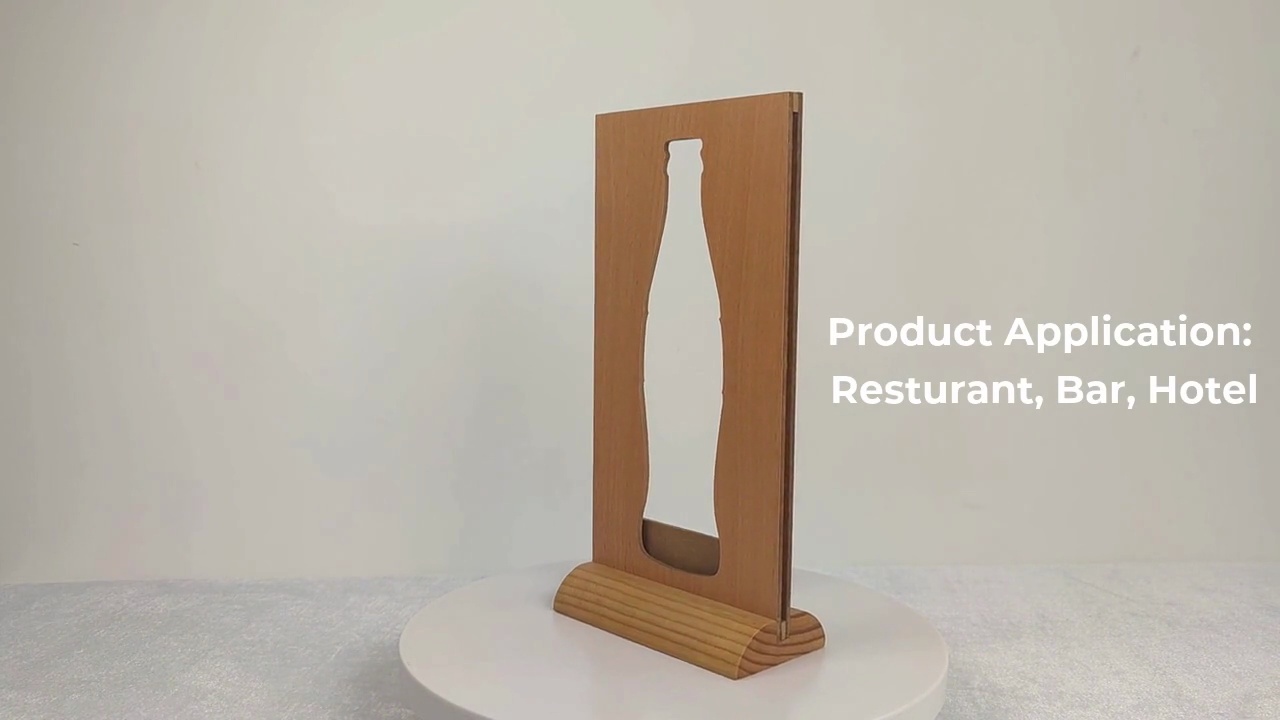 Custom Make Size. A5 size: 150*310mm. DL size: 220*110mm.MDF chalk board.Pine wood base.Product Application: .Resturant, Bar, Hotel.Product Application: .Resturant, Bar, Hotel.Wooden menu holder.