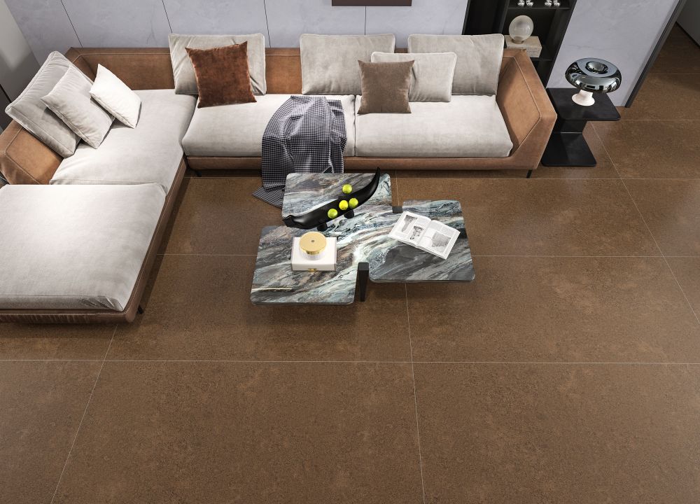 MoCo-Quality Metal Brown 750x1500mm Full Glazed Tiles marble look rough matt procelain floor tiles Manufacturer