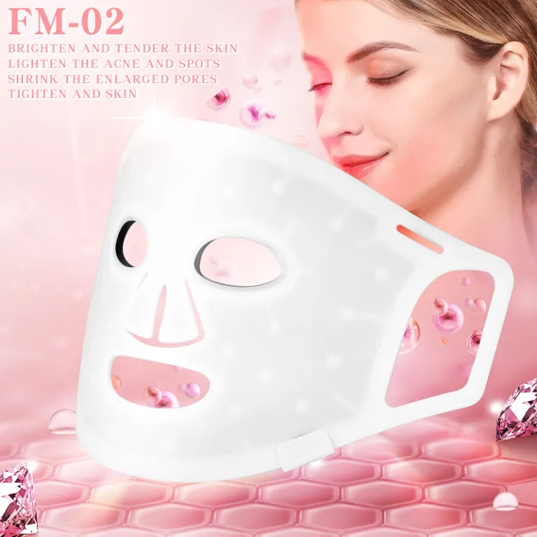 FM-02 Nir FDA 510K المعتمدة بقيادة الفوتون العلاج قناع الوجه الغذاء الصف سيليكون بقيادة قناع في المخزون شركة