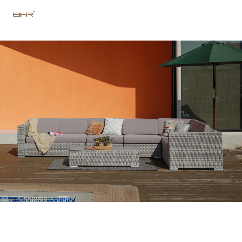 BHR Rattan wicker lounge outside artificial boho natural ratan