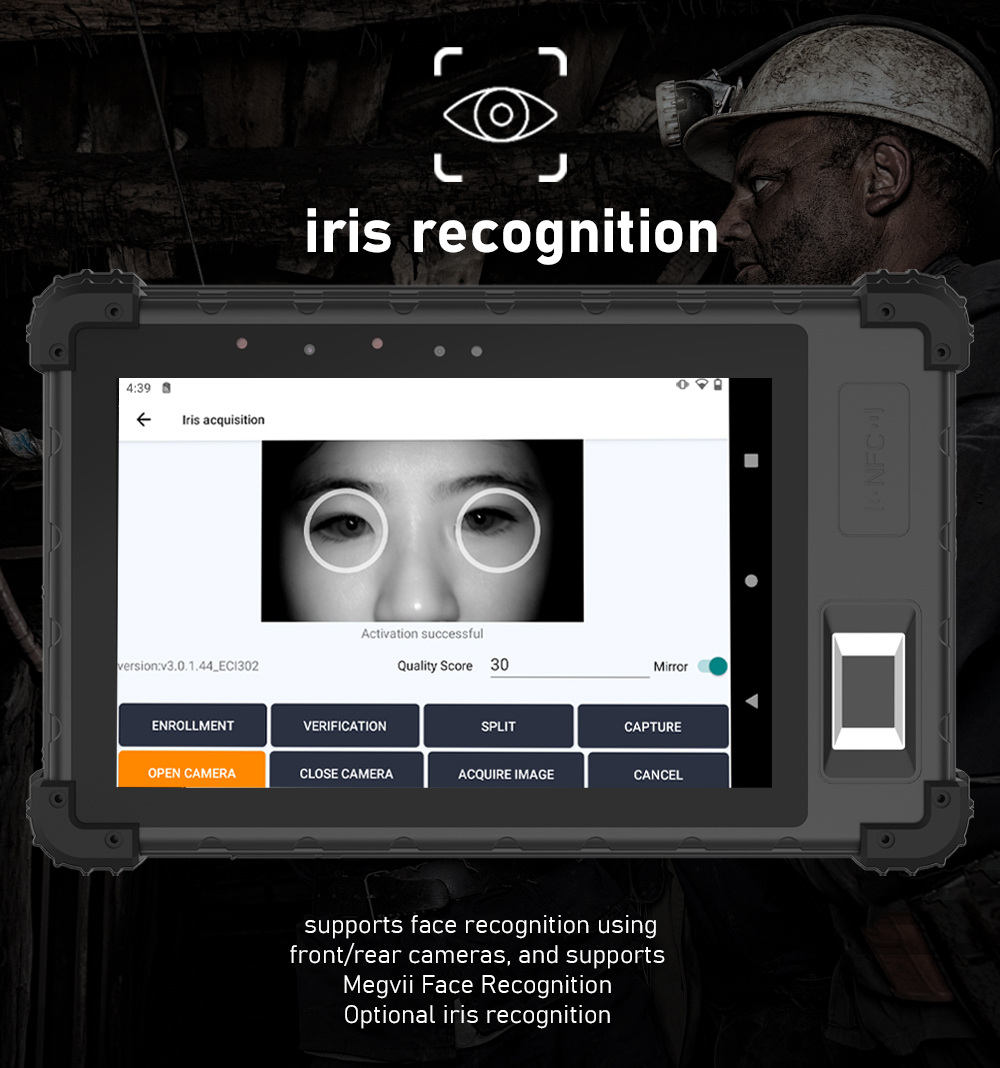 Fingerprint Tablet with Face Recognition and iris Recognition