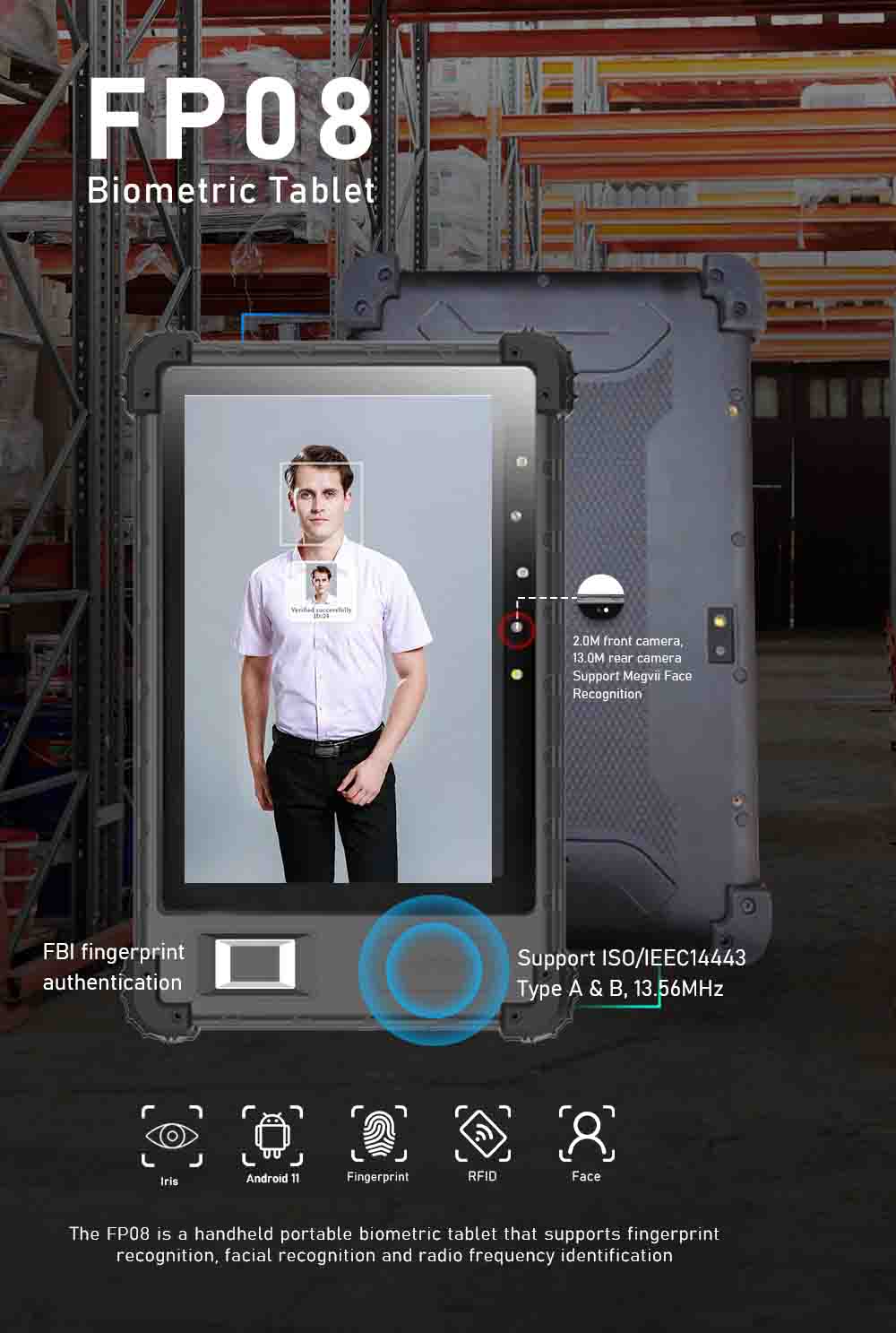 face recognition biometric tablet FP08