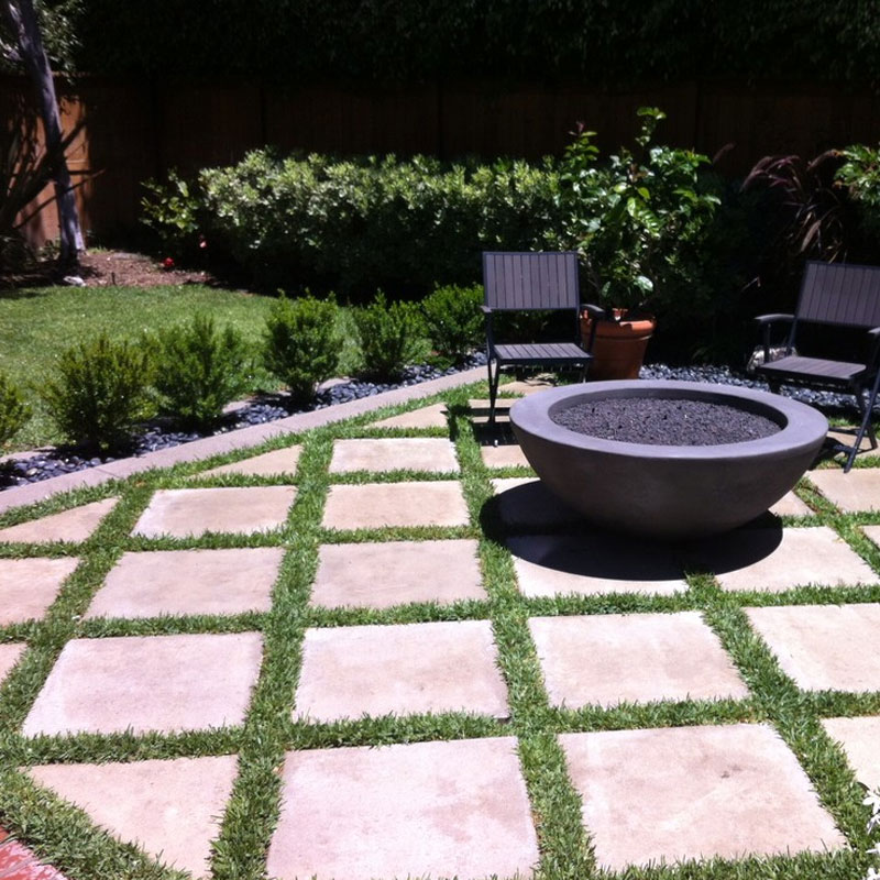 Backyard ideas with pavers and turf