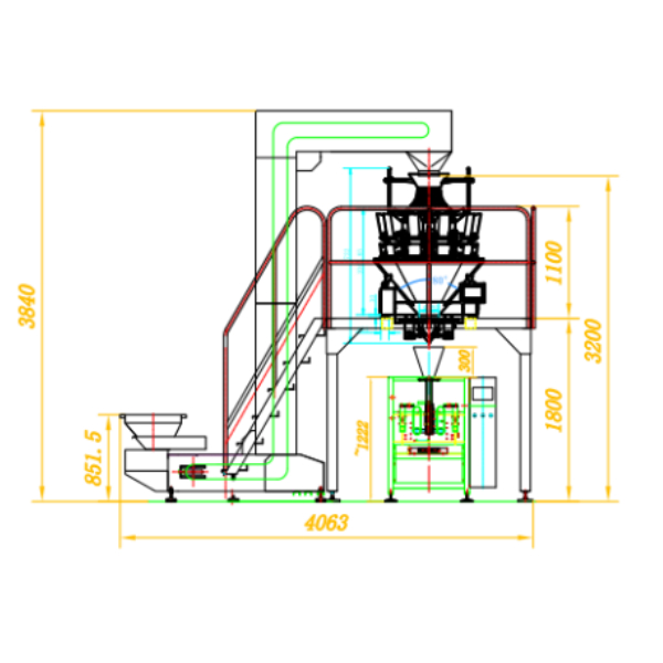 multi heads weighing packing machine layout
