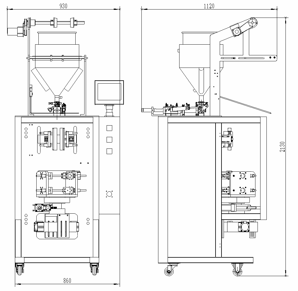 triangle sachet packing machine layout