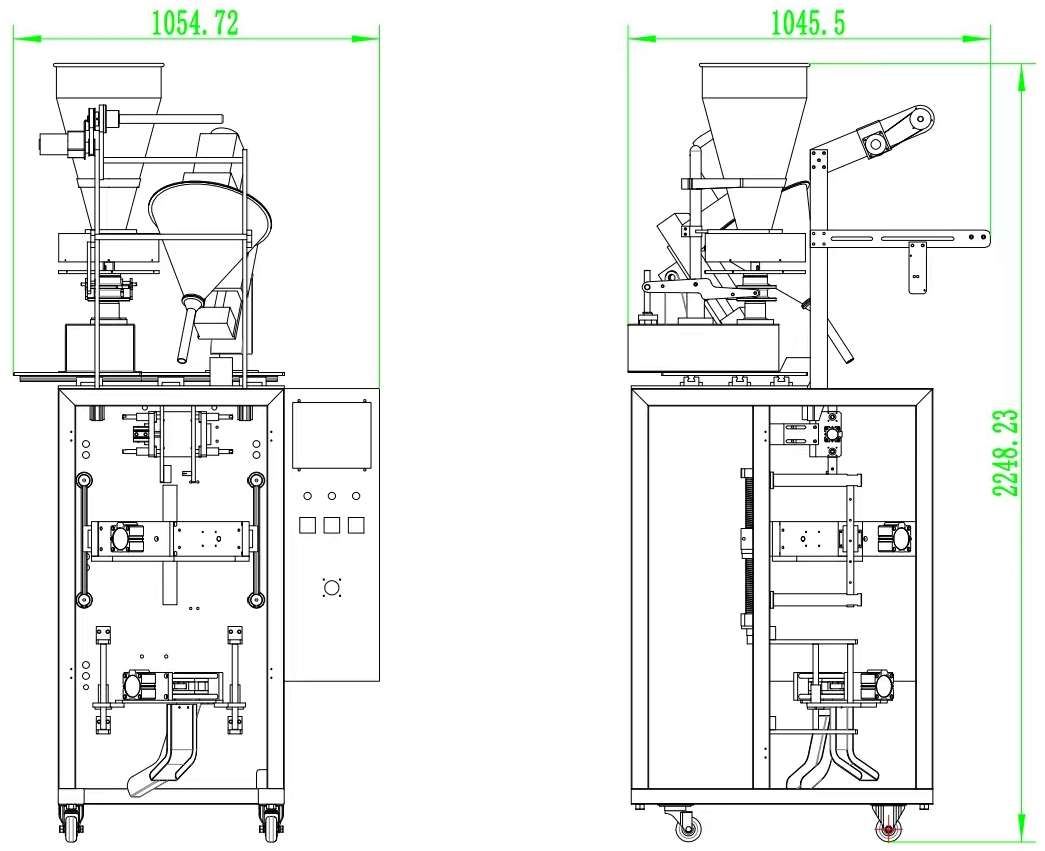 vertical granular and powder packing machine of layout