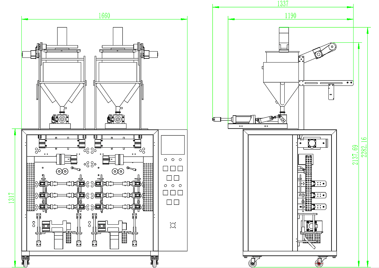 double-line vertical liquid packing machine layout