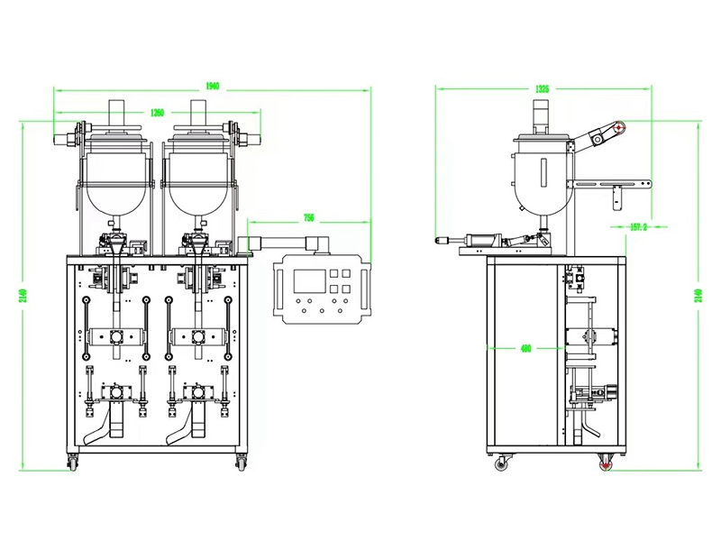 FBV-300D VFFS honey sachet packing machine layout