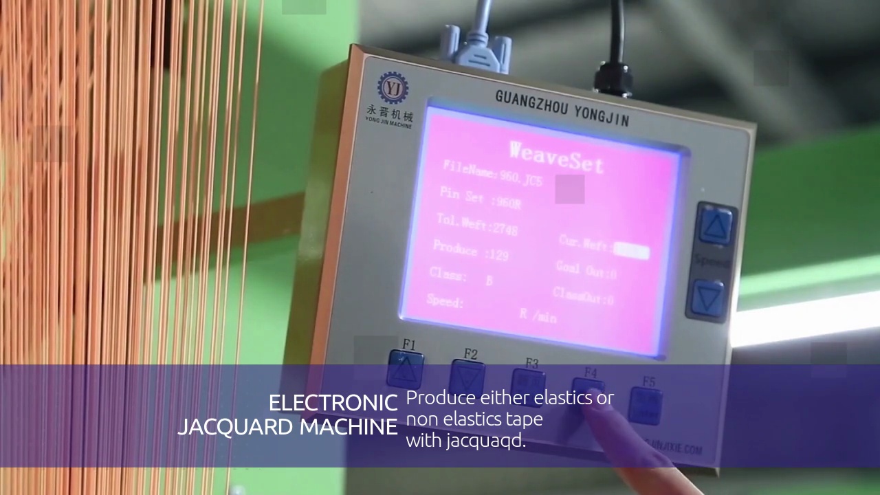 ELECTRONIC.JACQUARD MACHINE.Produce either elastics or.non elastics tape.with jacquaqd.