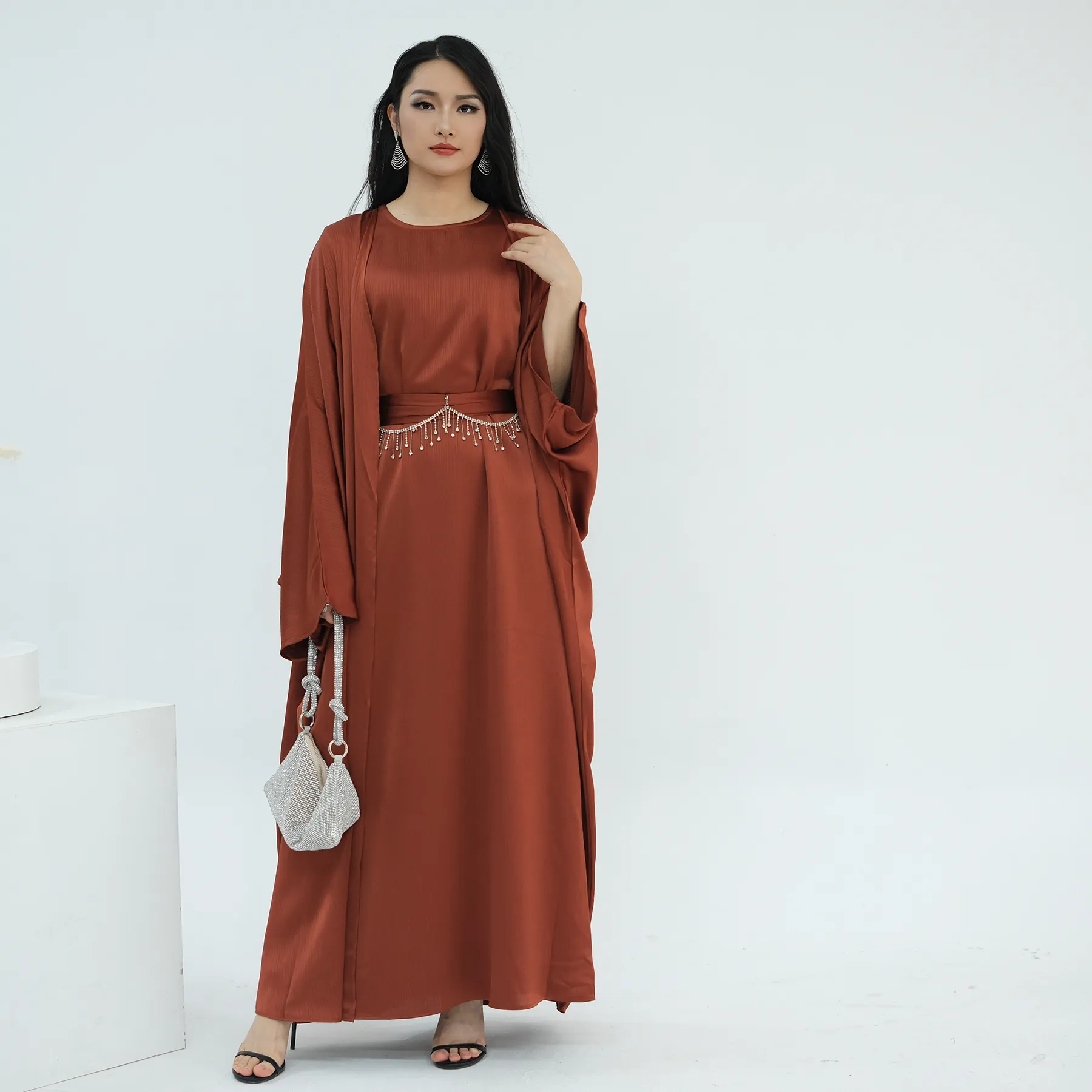 chinese dress ladies Layan – Floral Textured Abaya main image 0
