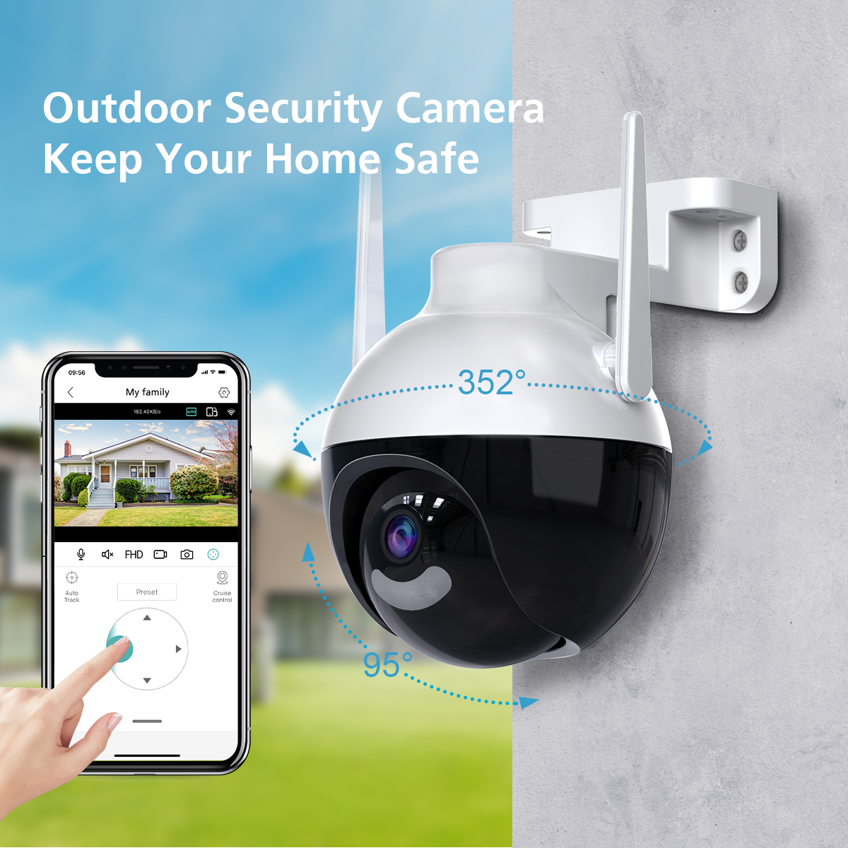 Icsee Camera Outdoor Security Camera 1080P Home WiFi PTZ Dome ...