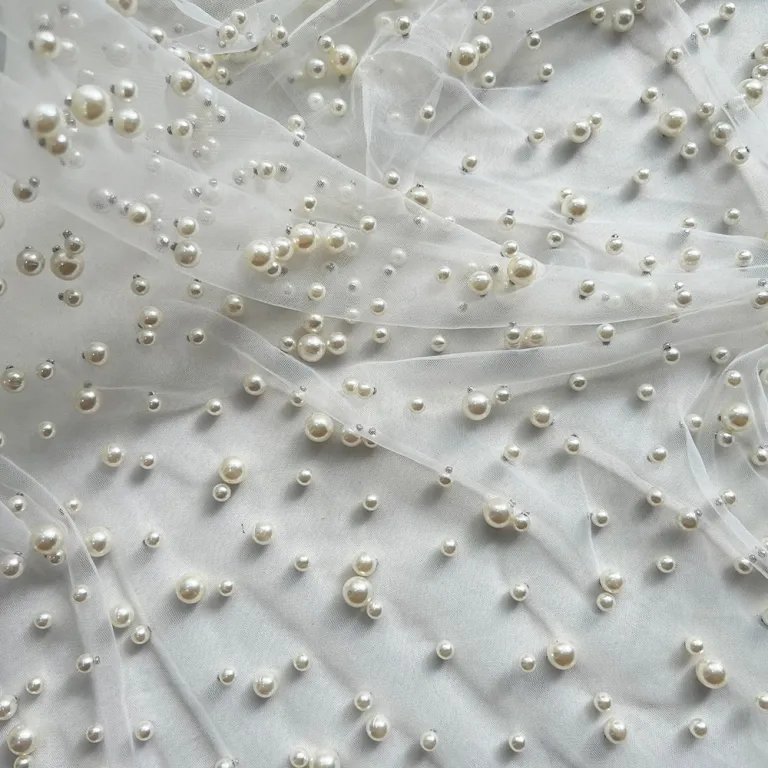 beaded material for wedding dresses Jewel Bead Wedding Dress w/ Detachable Waist Long Mesh Layer XL
