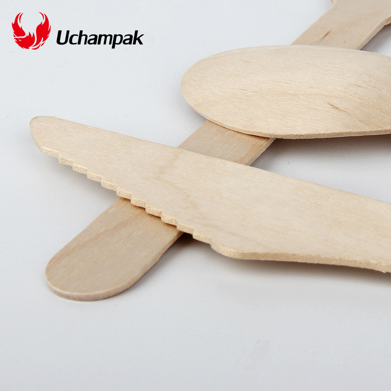 Le coltellerie in legno usa e getta Uchampak producono cucchiai/forchette/coltelli in legno