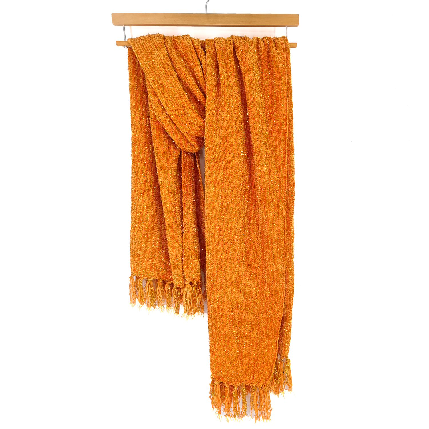  Quality Super Soft Textured Solid Tassels Decorative Acrylic Knitted Throw Blanket With Gold Lurex Manufacturer | Dalston 
