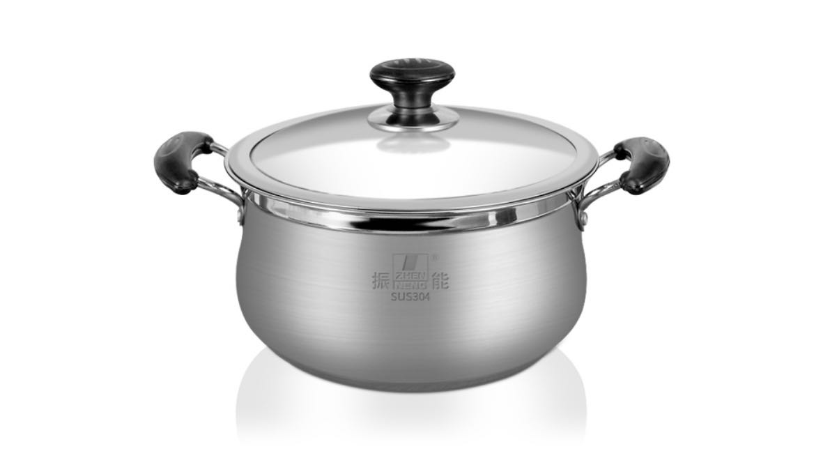  Best 16cm stainless steel thickened drum-shaped pot with Glass Lid Riveted Soup Pot Company - ZHENNENG 