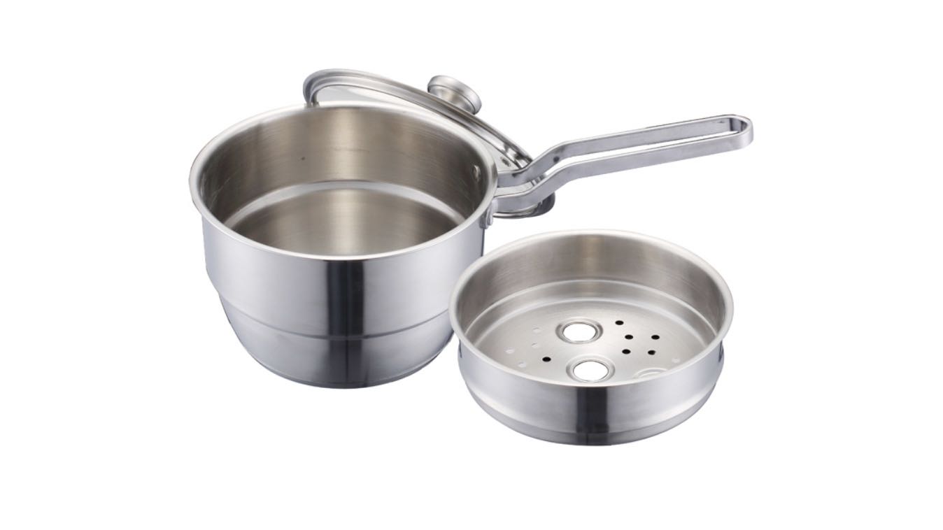  Quality 18CM stainless steel milk cooker with steaming cage SUS304 Rice Cooker Milk Pan Sauce Pan Manufacturer | ZHENNENG 