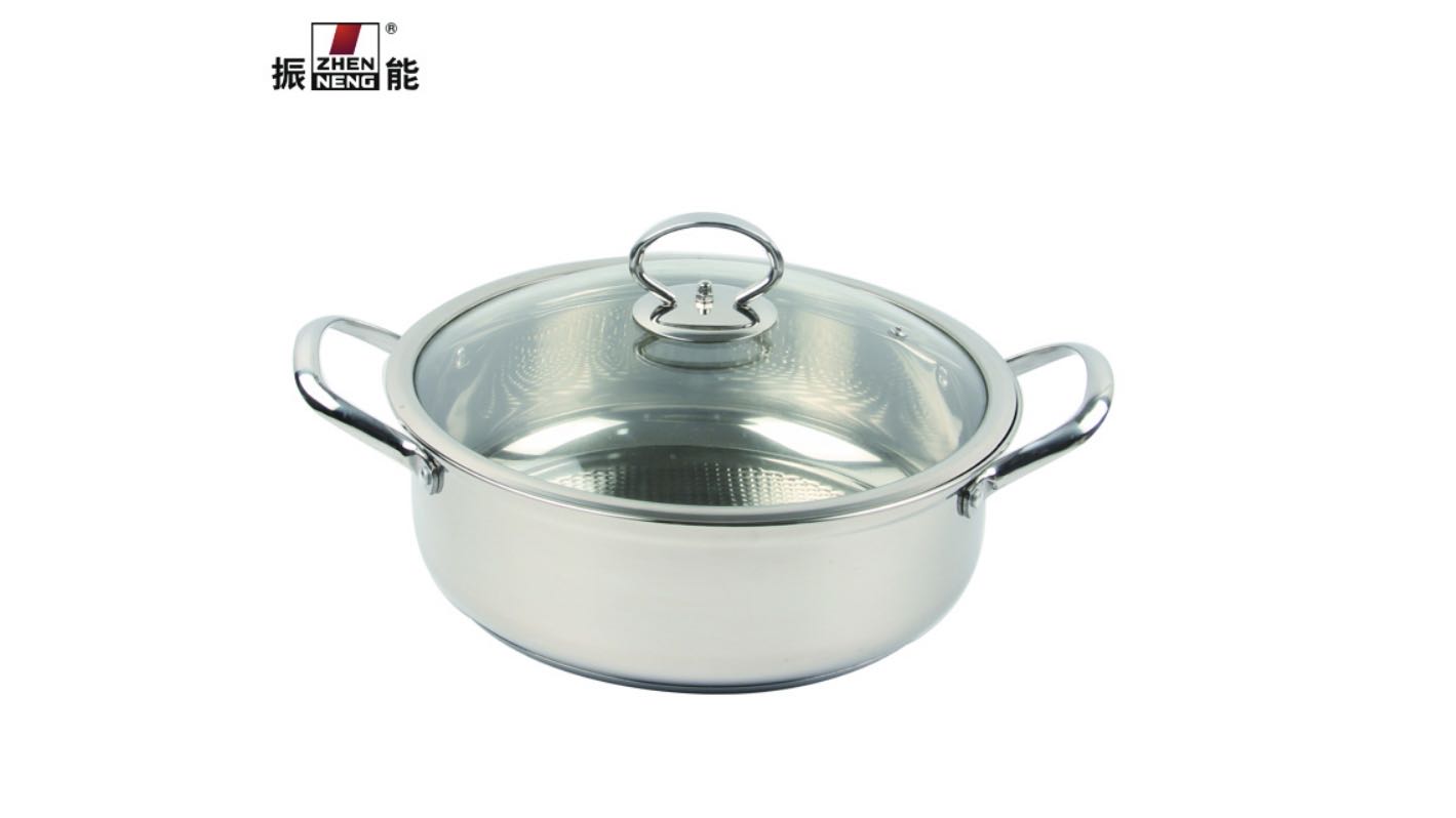  Quality 26cm Kitchen Cookware with Professional Double Bottom Hot Pot with Glass Cover Hot Pot Manufacturer | ZHENNENG 