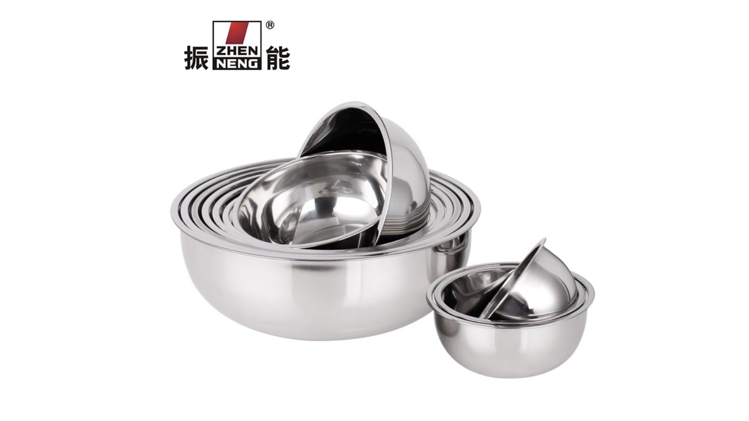  Customized Stainless Steel Mixing Bowl 34cm Set Food Metal Salad Bowls manufacturers From China | ZHENNENG 