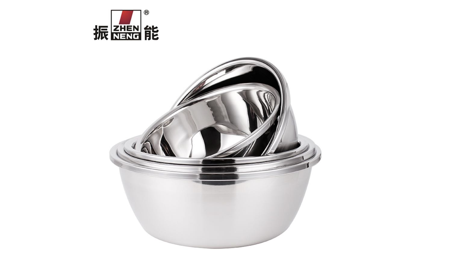  Best 24cm Round Metal Mixing Bowl Chinese Soup Sauce Stainless Steel Mixing Bowls Set Company - ZHENNENG 