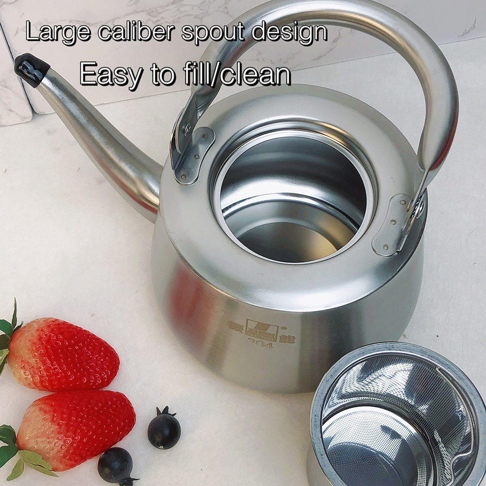 18/8 Stainless Steel Teapot With A Tiny Mesh Infuser Suitable For All Stove