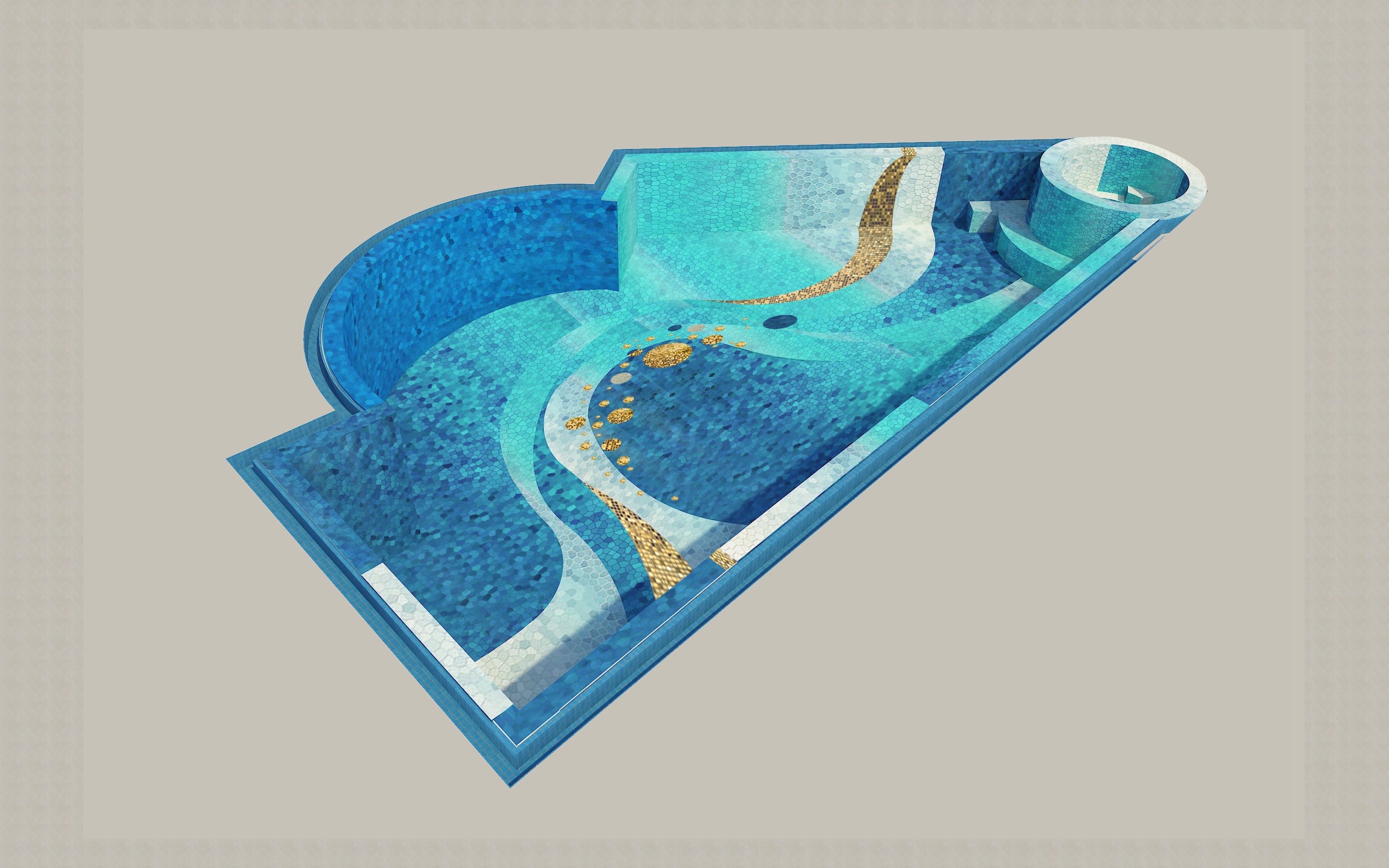 Swimming pool mosaic engineering drawing