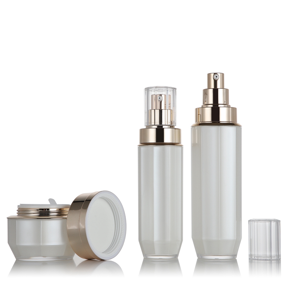 Pearl White Octagon Custom Acrylic Containers for Lotion LPS90