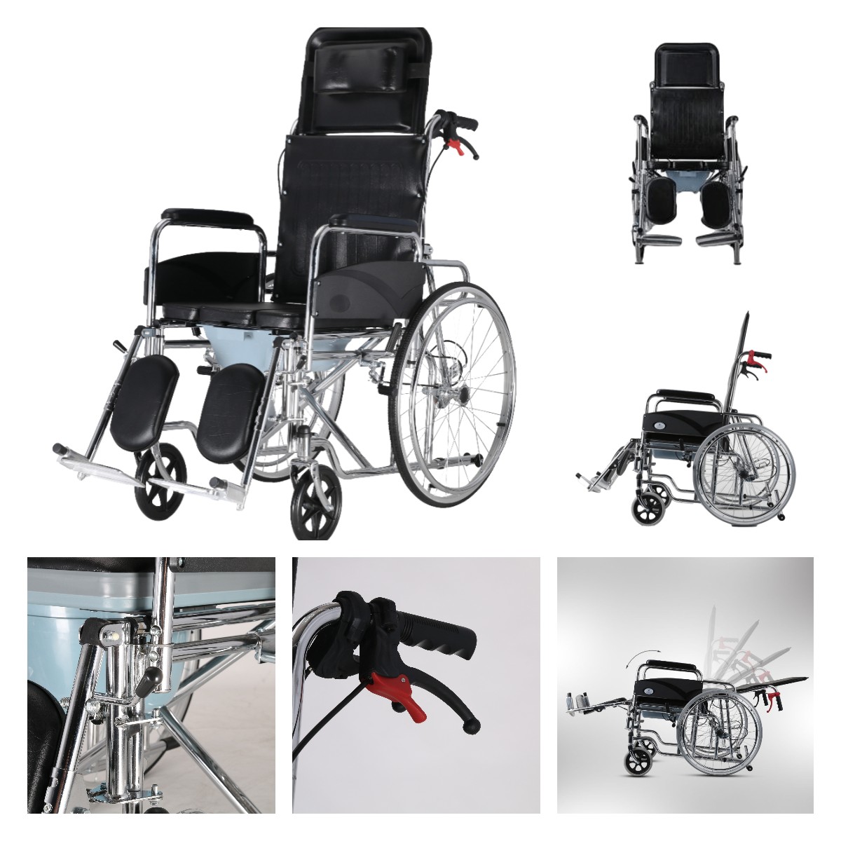 reclining commode wheelchair